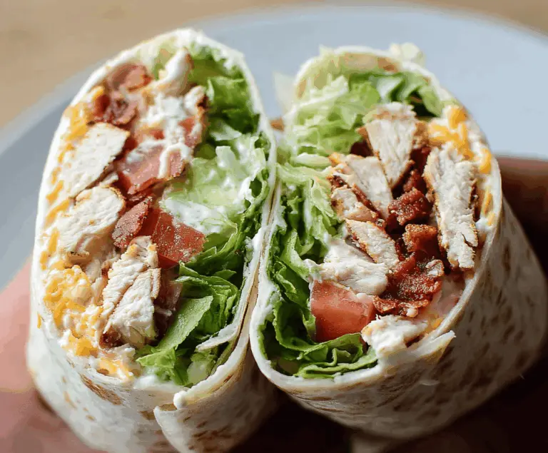 Delicious Chicken Ranch Wraps filled with grilled chicken, fresh vegetables, and creamy ranch dressing in a tortilla wrap