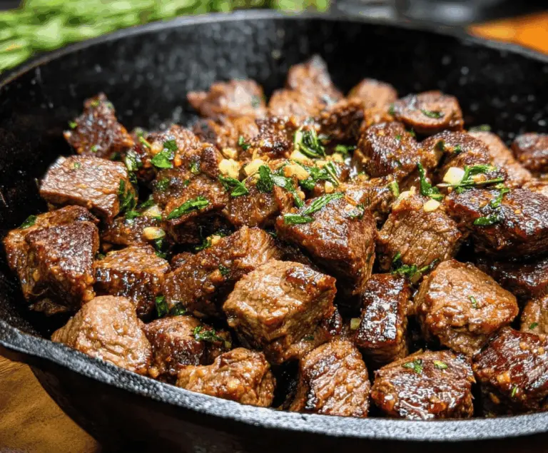 Juicy steak bites made with tender stew meat, seasoned and cooked to perfection for a delicious appetizer or main dish