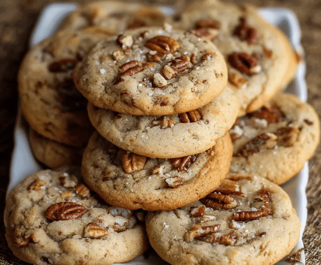 Delicious homemade butter pecan cookies with a golden crust and crunchy pecans