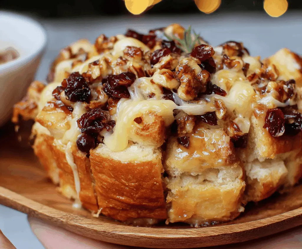 Delicious Cranberry Brie Pull-Apart Bread Bites with fresh cranberries and melted Brie cheese