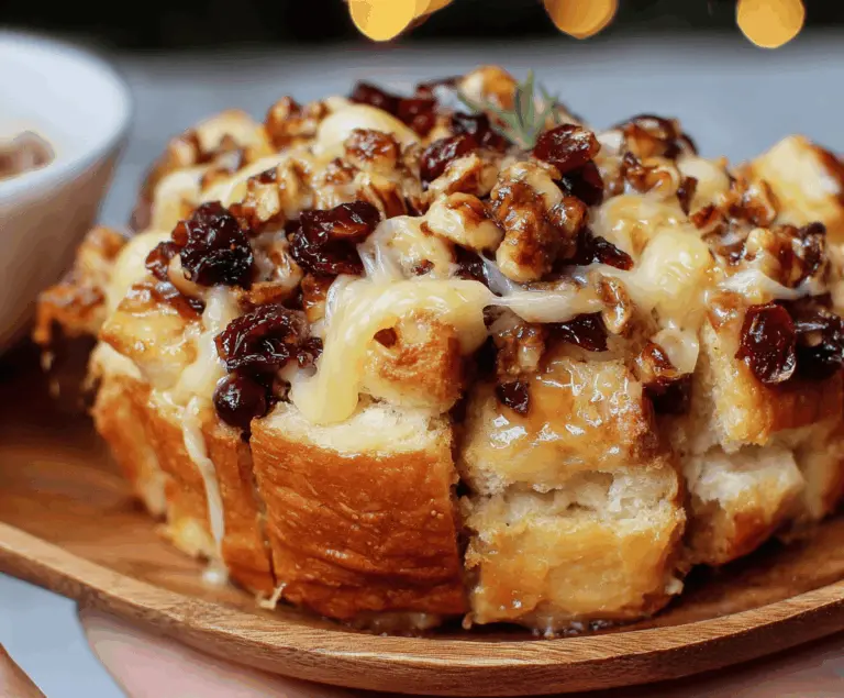 Delicious Cranberry Brie Pull-Apart Bread Bites with fresh cranberries and melted Brie cheese