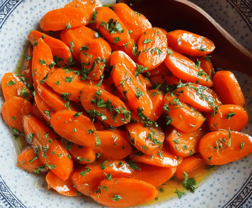 Delicious glazed carrots with a shiny, caramelized coating served on a white plate, perfect for a healthy side dish