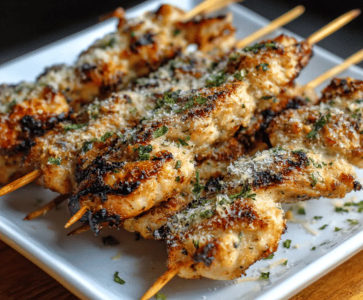 Easy Ranch Garlic Parmesan Chicken Skewers