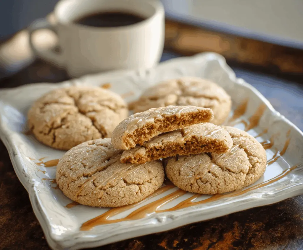 Delicious homemade brown sugar maple cookies on a baking plate, perfect for dessert or snack.