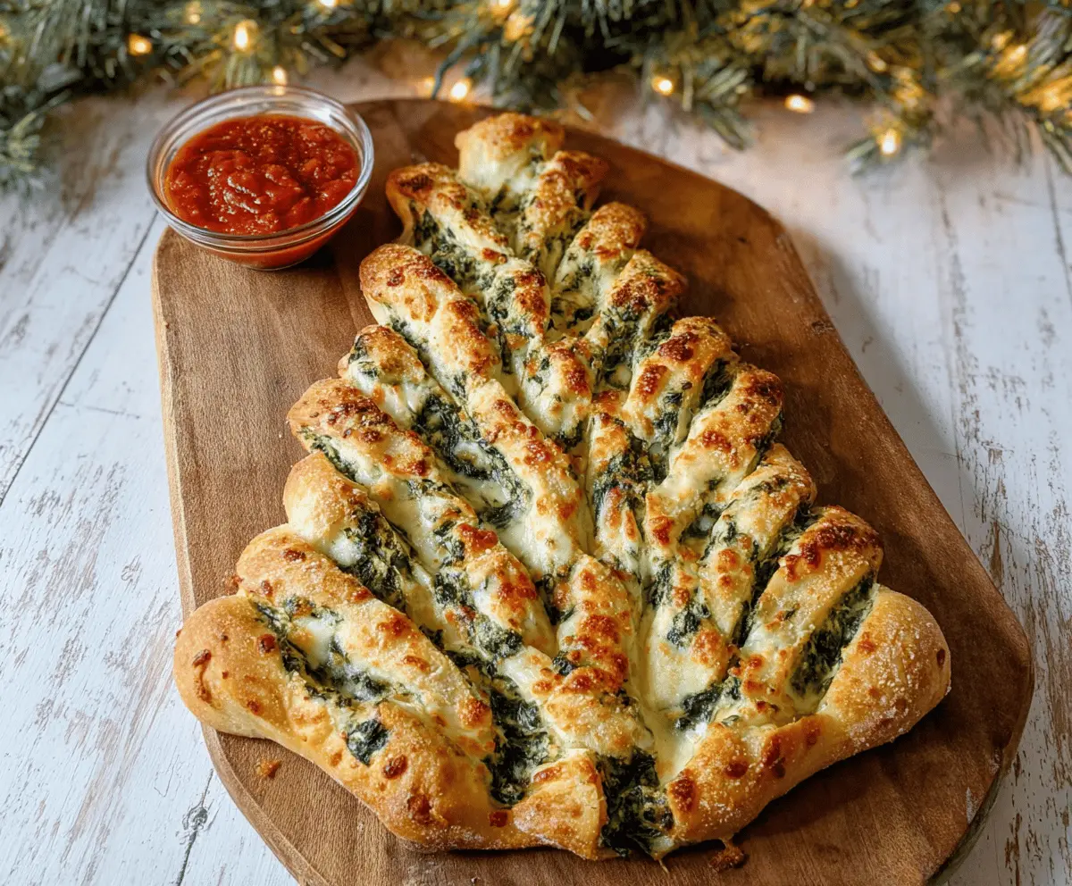 Easy Christmas Tree Spinach Dip Breadsticks