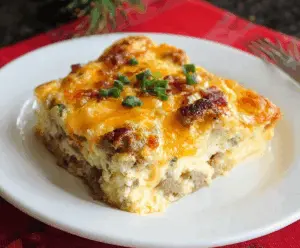 Delicious Crack Breakfast Casserole with eggs, cheese, and bacon baked to perfection.