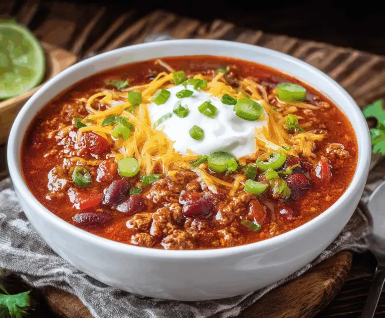 Delicious slow cooker chili with beans, tomatoes, and spices in a crock pot.