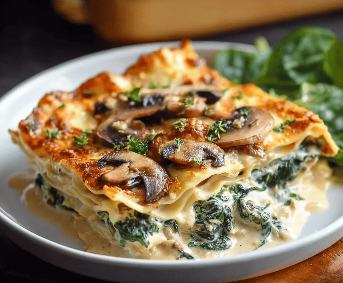 Easy Creamy Spinach Mushroom Lasagna