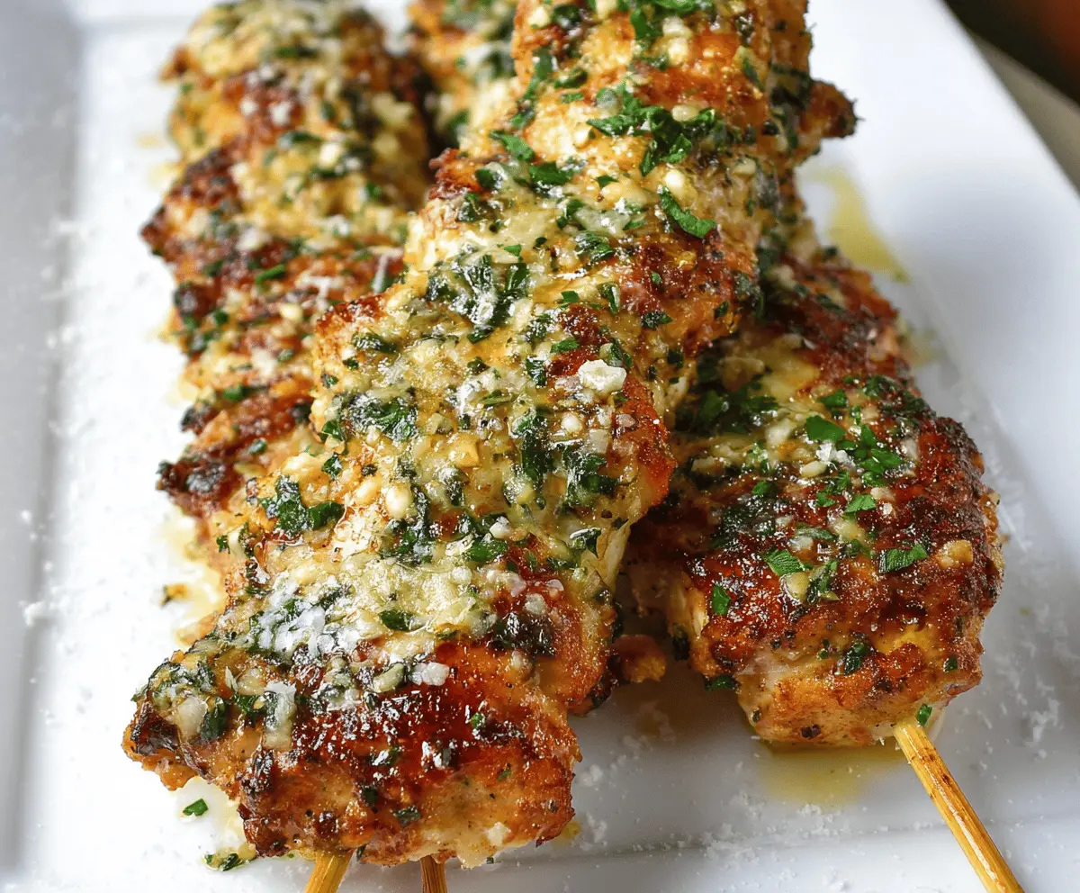 Easy Garlic Parmesan Chicken Skewers