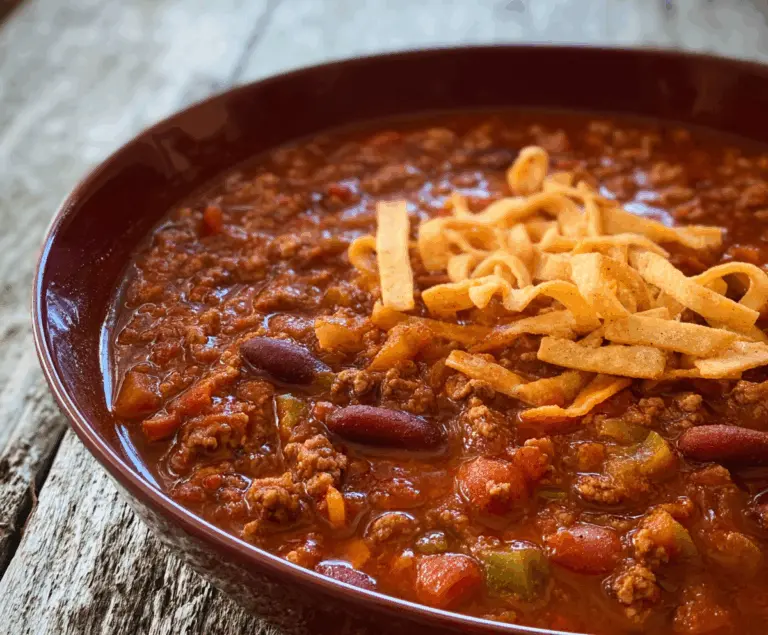 Hearty bowl of Hillbilly Chili with beans, meat, and spices served hot.