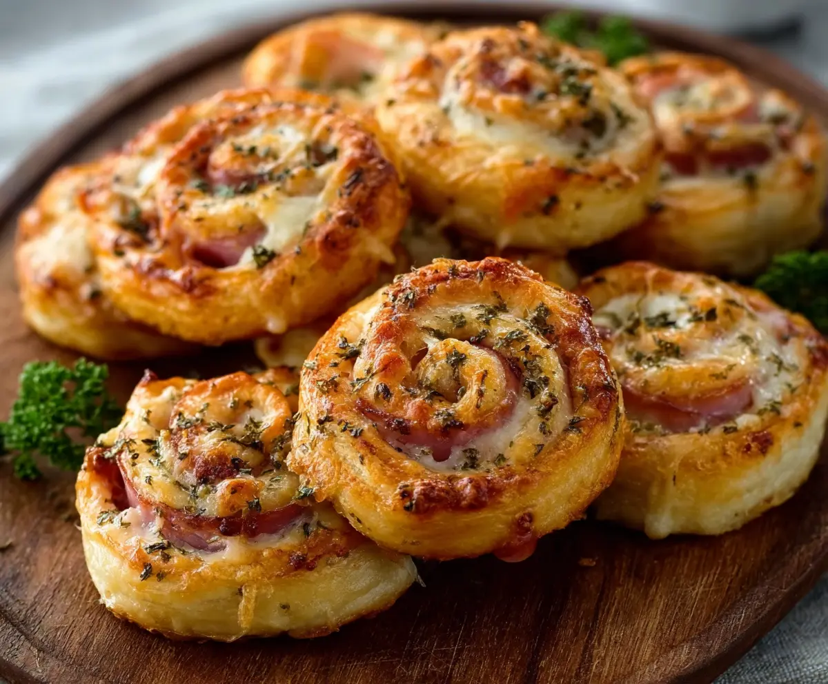 Easy Hot Ham & Cheese Pinwheels