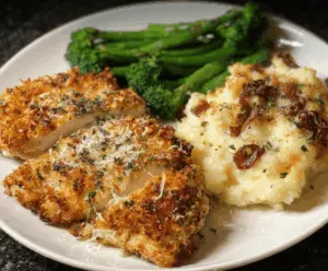Delicious Parmesan Chicken dish served at Longhorn Steakhouse with golden coating and melted cheese.