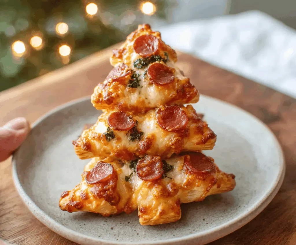 Delicious Puff Pastry Christmas Tree Pizza Bites, perfectly festive and flaky appetizer for holiday celebrations.