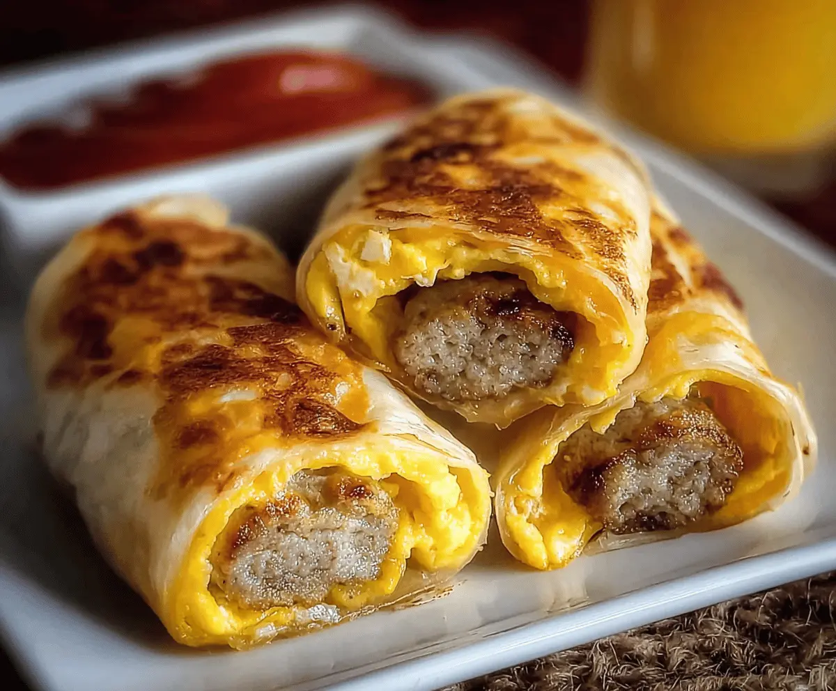 Easy Sausage Egg Breakfast Roll-Ups