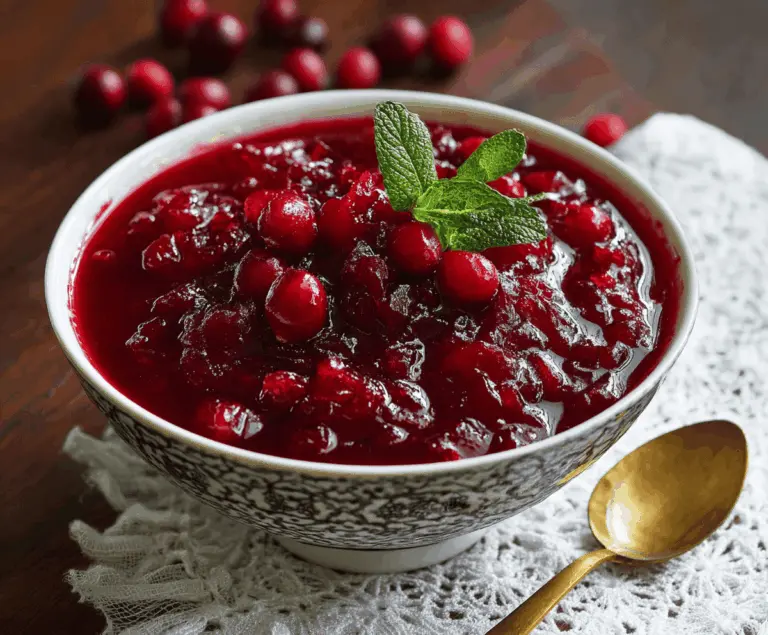 Delicious homemade Christmas cranberry sauce in a festive bowl, perfect for holiday meals.