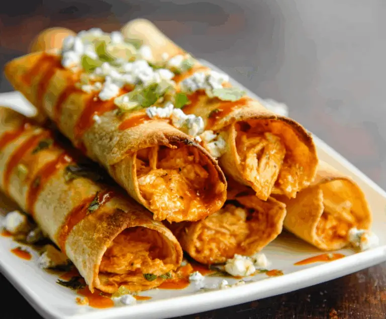 Delicious Buffalo Chicken Taquitos on a plate, crispy and golden, perfect for snacking or dinner.