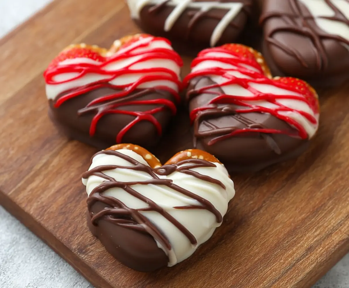 Chocolate-Dipped Strawberry Pretzel Hearts Recipe