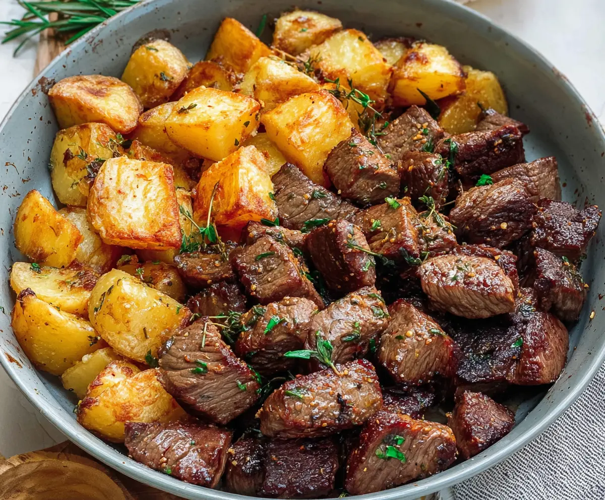 Easy Garlic Butter Steak Bites with Crispy Potatoes