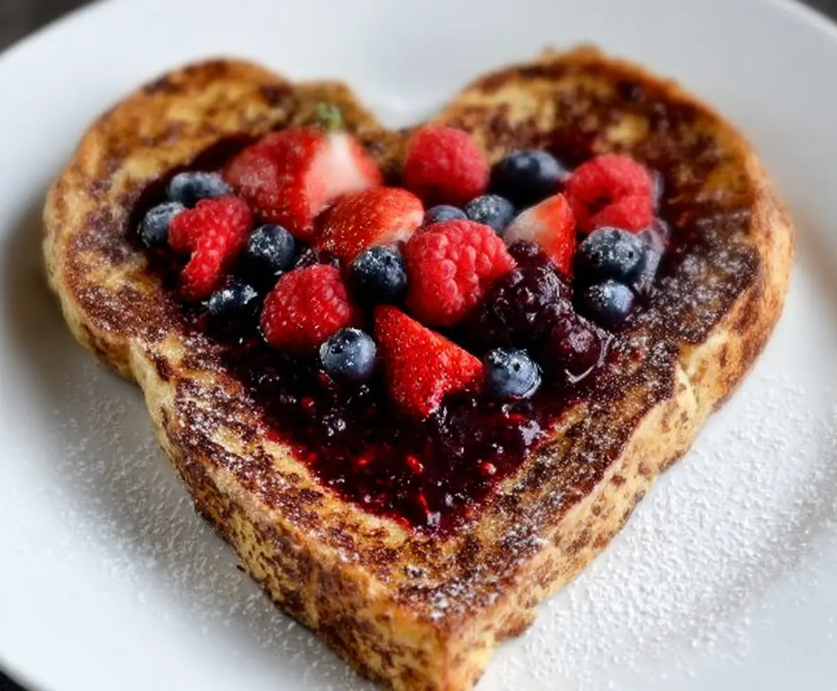 Heart-Shaped French Toast with Berry Compote