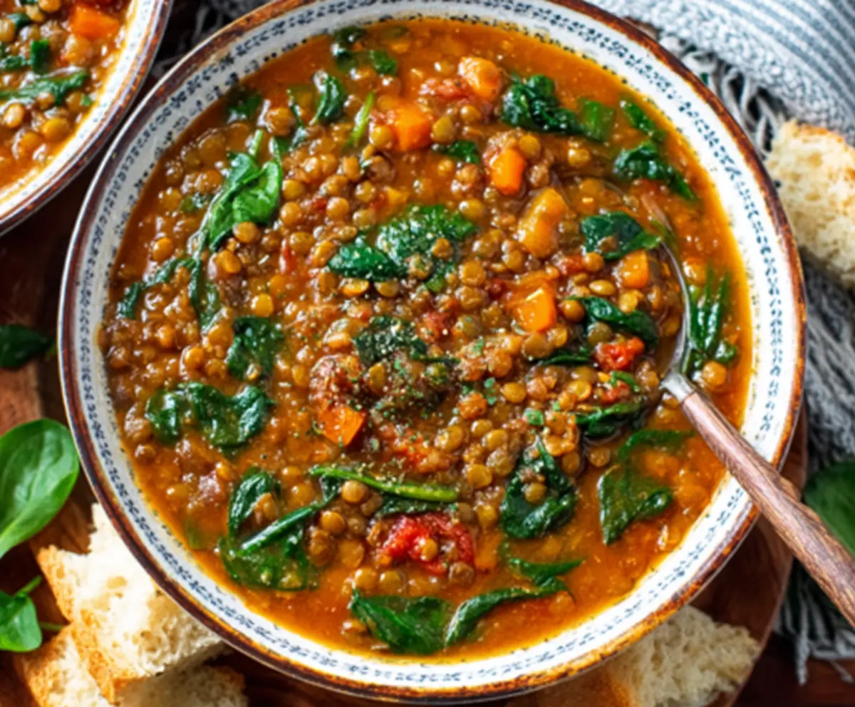 Easy Lentil Spinach Soup Recipe