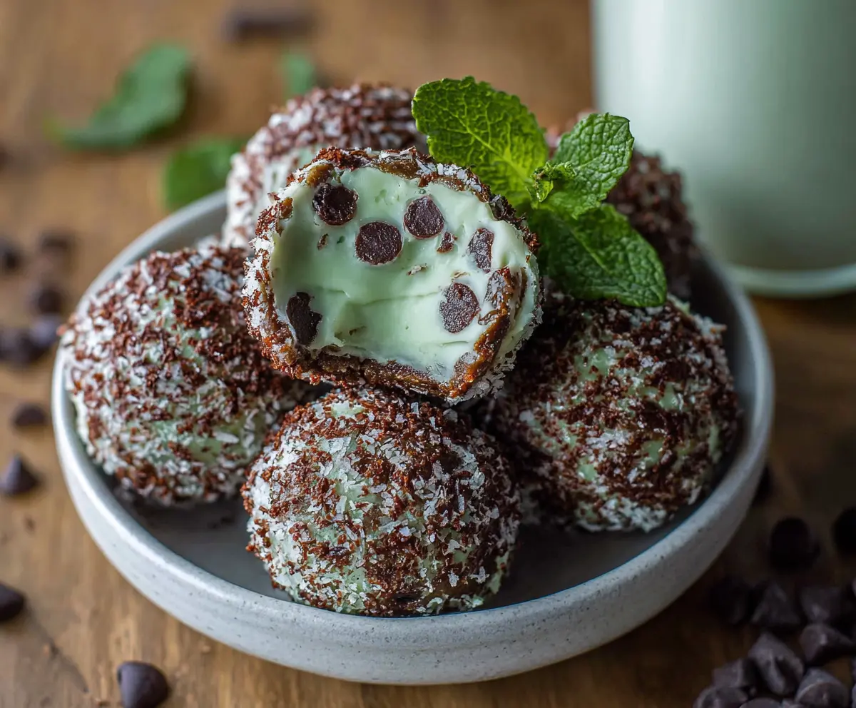 Easy Mint Chocolate Chip Protein Balls