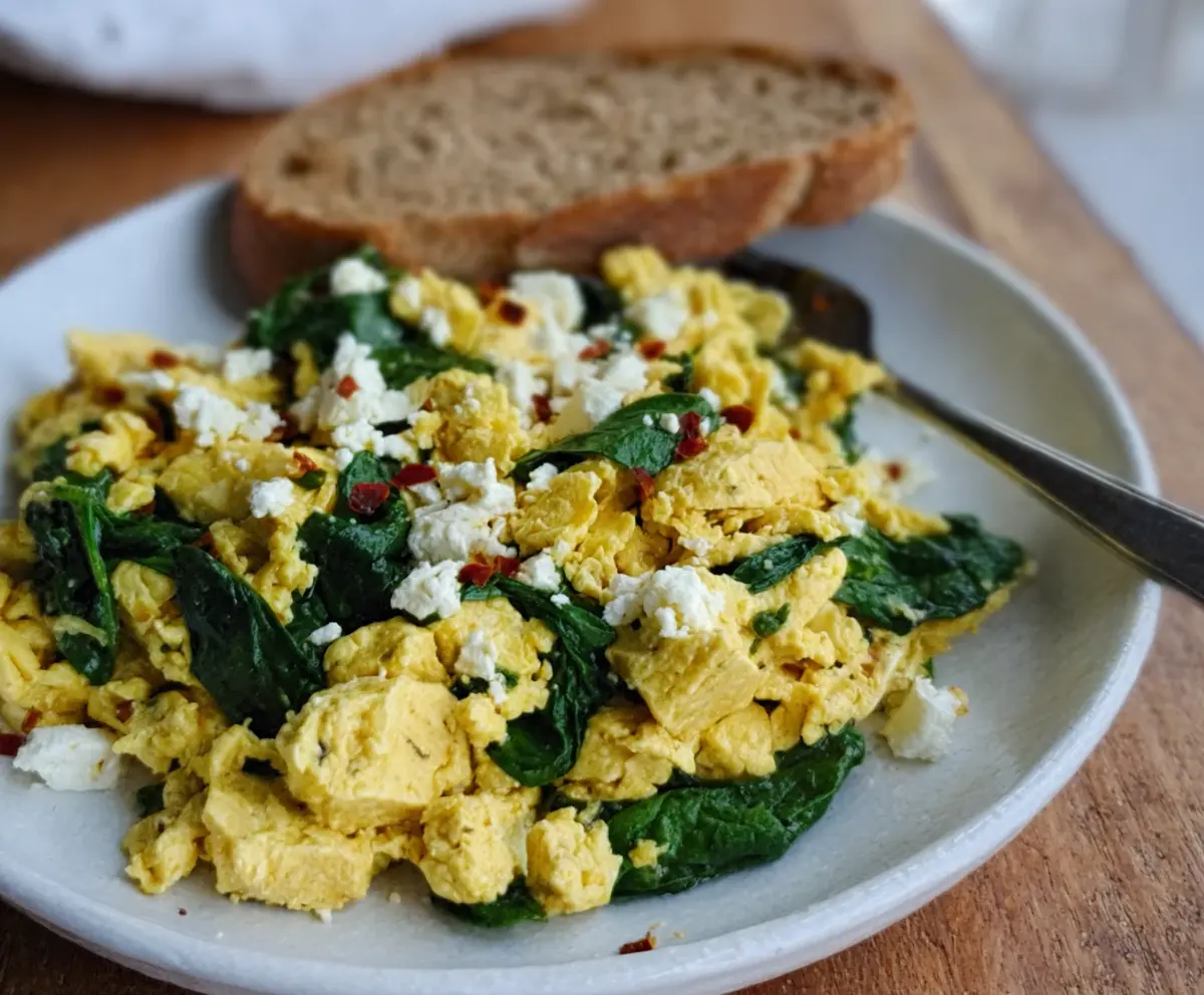 Easy Tofu Spinach Breakfast Scramble