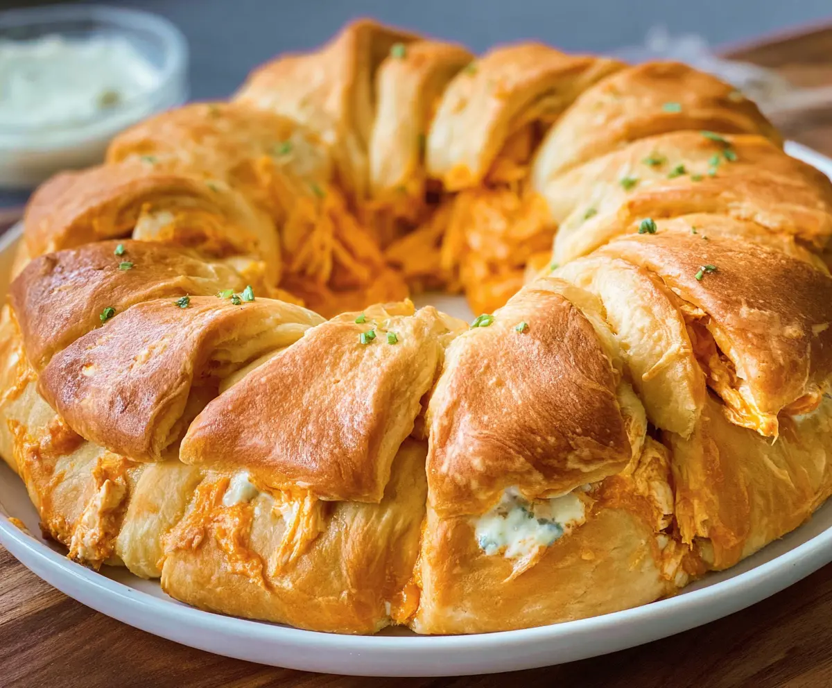 Easy Buffalo Chicken Crescent Roll Ring
