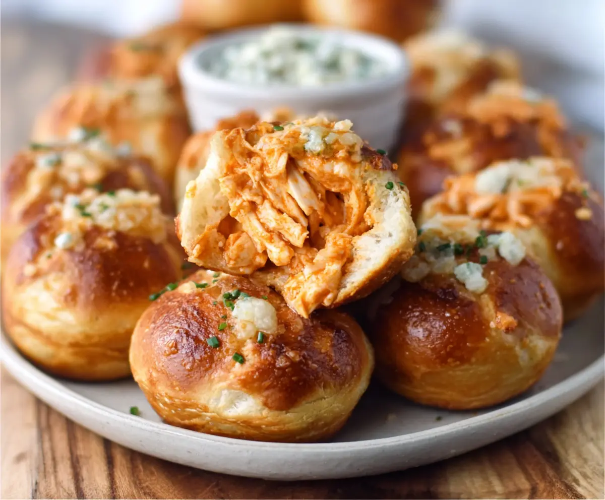 Spicy Buffalo Chicken Pretzel Bites