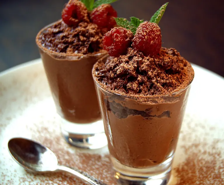 Decadent Gordon Ramsay Chocolate Mousse served in elegant glass cups, showcasing rich, smooth texture ideal for dessert lovers.