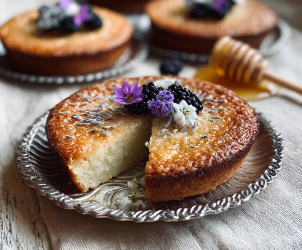 Delicious Honey Lavender Vanilla Bean Cake with floral and sweet flavors, perfect for special occasions