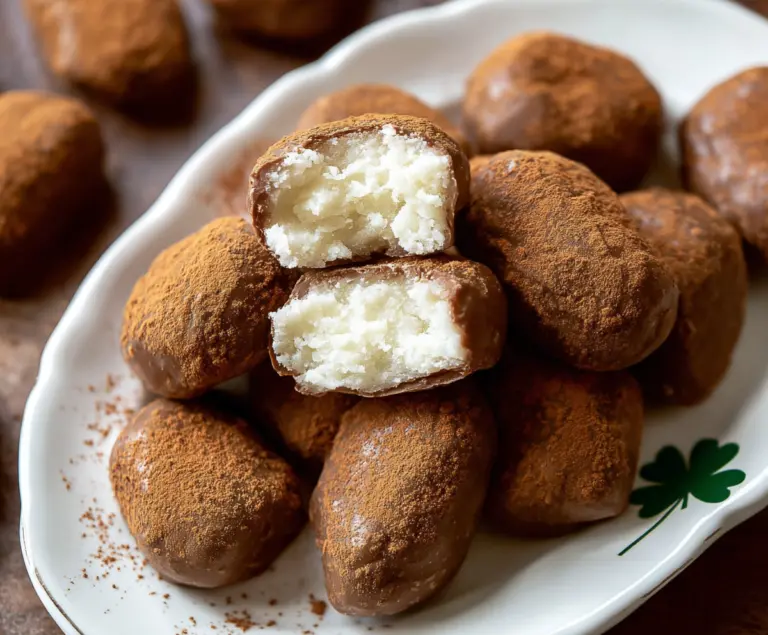 Sweet Irish Potato Candy with coconut and sugar filling on a decorative plate
