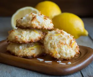 Delicious Lemon Coconut Cheesecake Cookies with a tangy lemon flavor and shredded coconut topping
