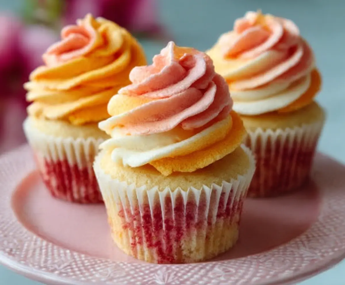 Easy Mango Strawberry Sunset Cupcakes