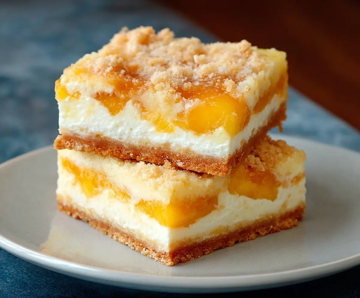 Easy Peaches and Cream Cheesecake Bars