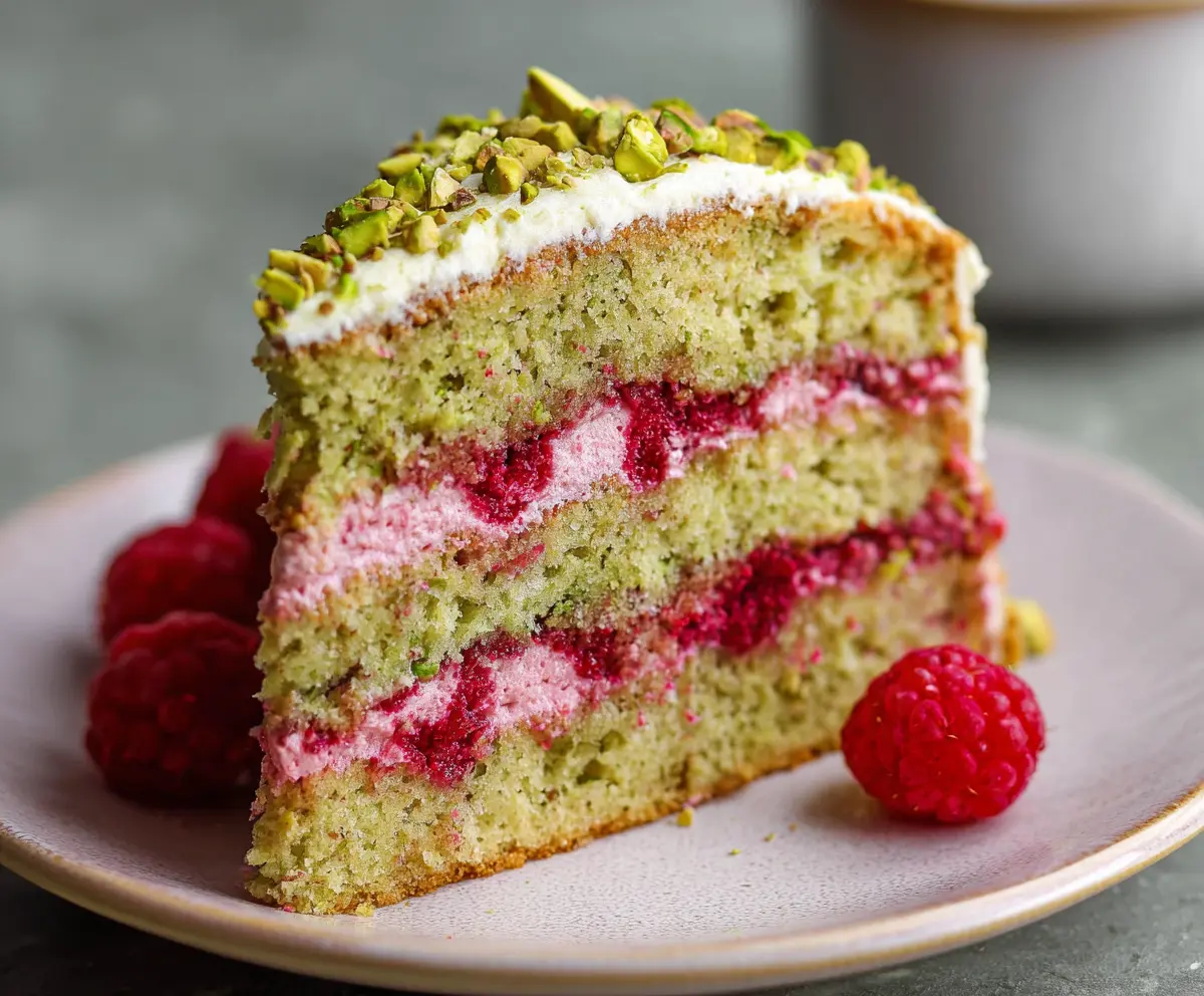 Delicious Pistachio Raspberry Cake