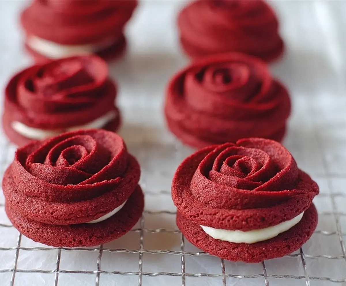 Red Velvet Rose Sandwich Cookies Recipe