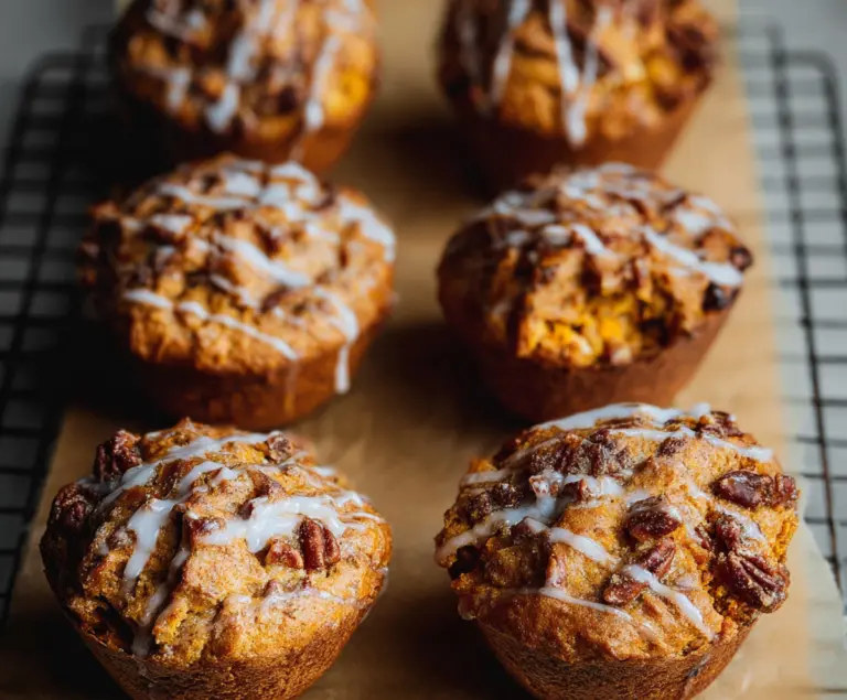 Delicious sourdough fall muffins with cinnamon and autumn spices on a rustic plate.