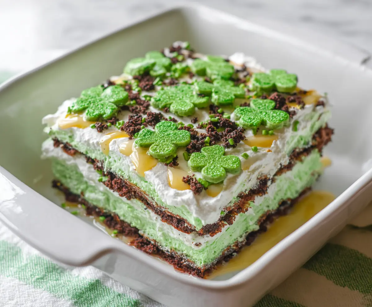 Shamrock Lasagna Dessert for St. Patrick's Day