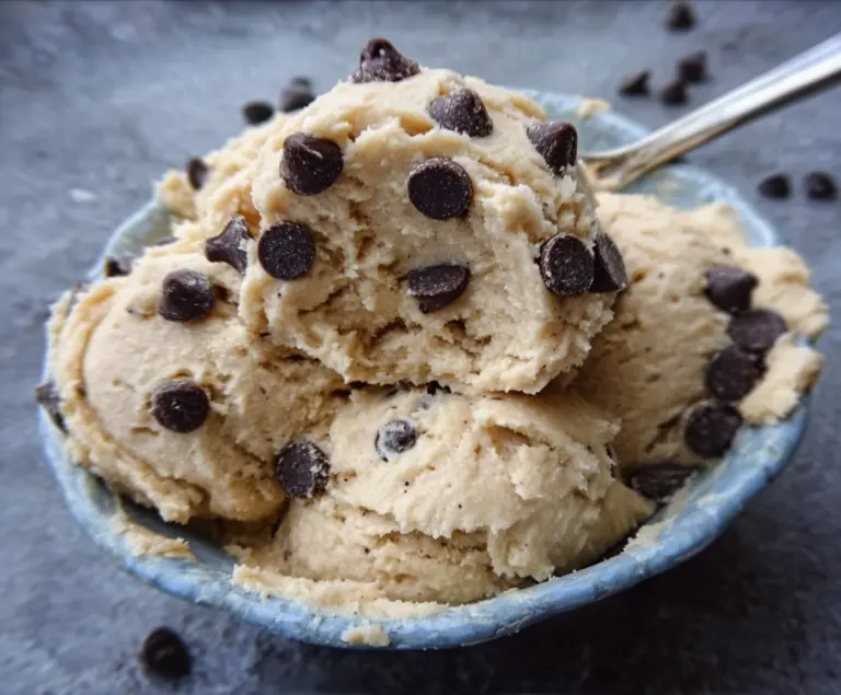 Creamy Greek Yogurt Cookie Dough served as a healthy dessert snack.