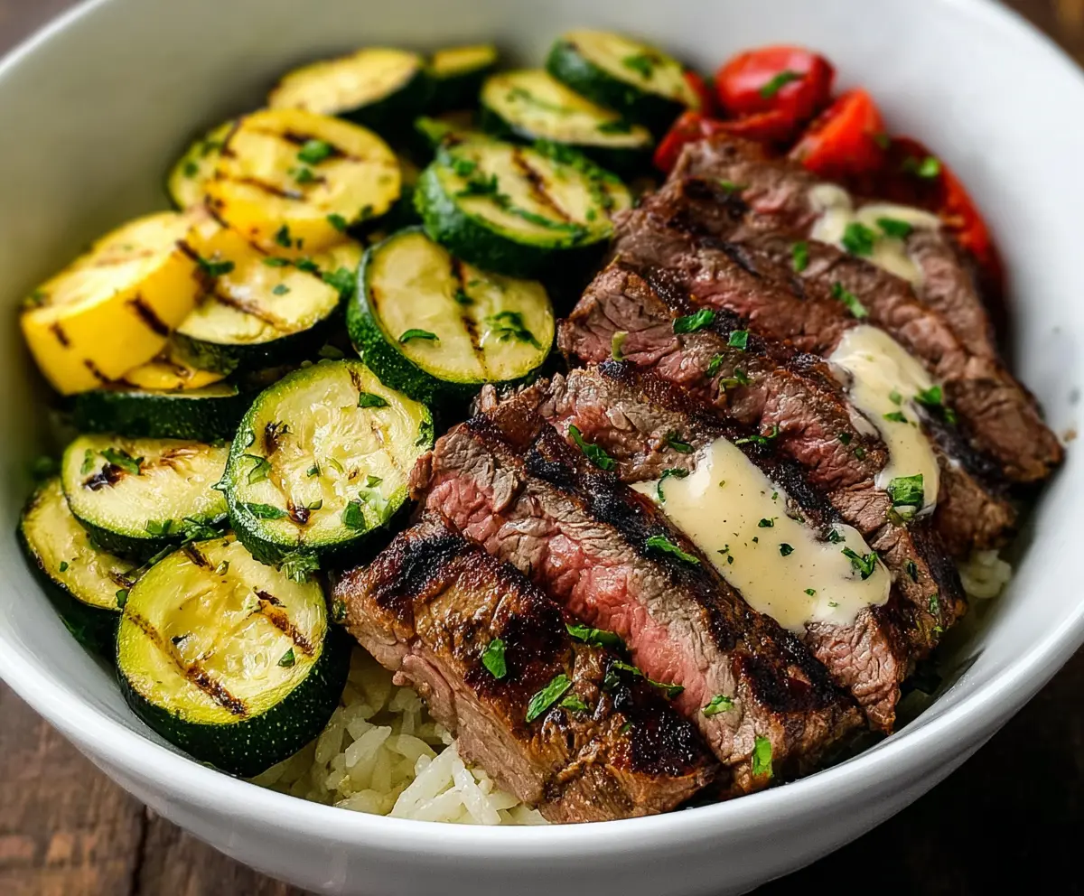 Easy Grilled Steak Bowl with Zucchini