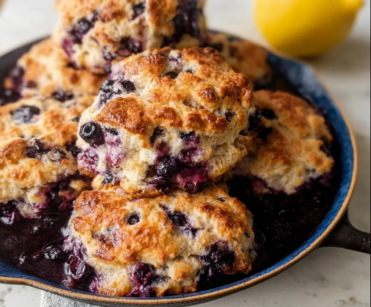Easy Lemon Blueberry Sourdough Biscuits