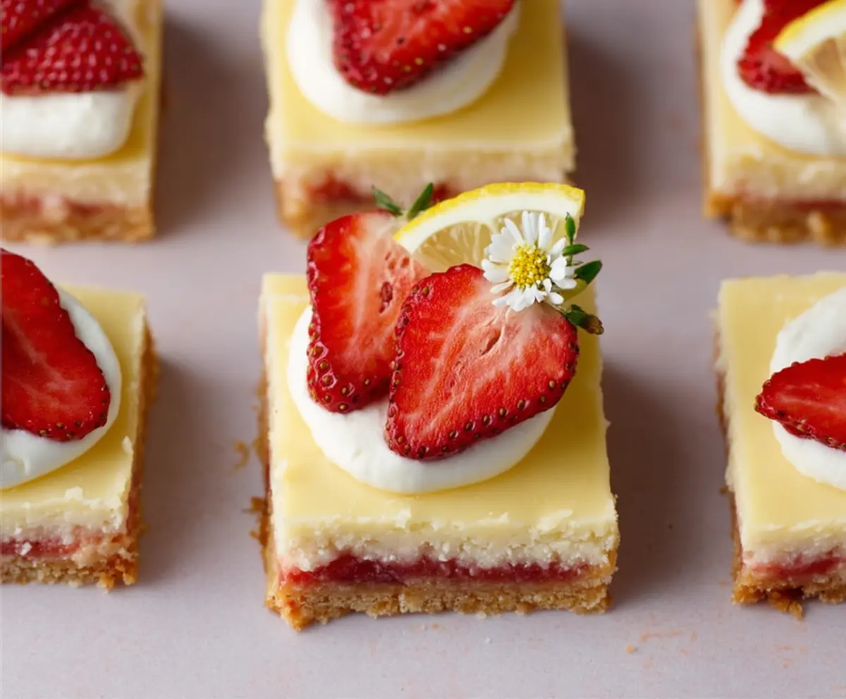 Spring Strawberry Lemon Cheesecake Bars