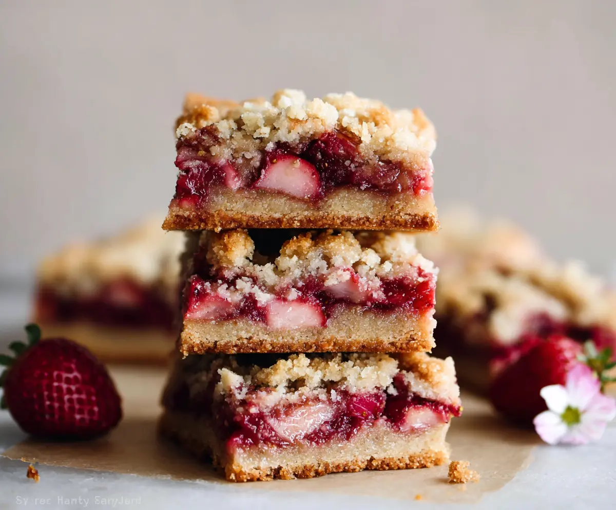 Easy Strawberry Rhubarb Crumble Bars Recipe