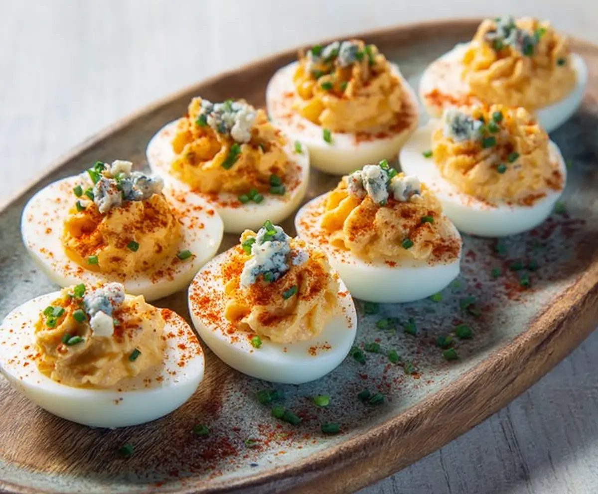 Easy Buffalo Blue Cheese Deviled Eggs