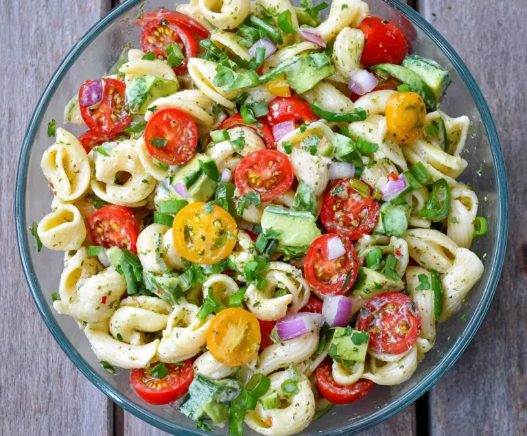 Fresh Cilantro Lime Pasta Salad with colorful vegetables and creamy dressing