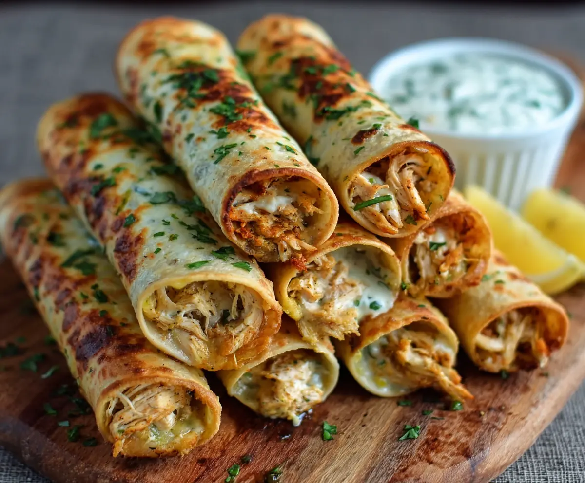 Easy Dill Pickle Ranch Chicken Taquitos