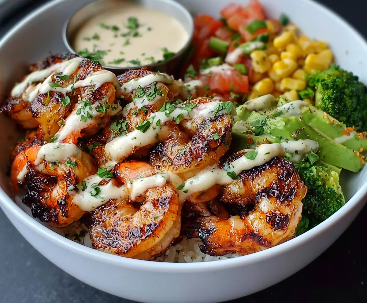 Easy Grilled Shrimp Bowl with Garlic Sauce
