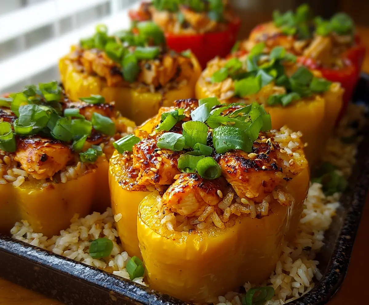 Teriyaki Pineapple Chicken Stuffed Peppers